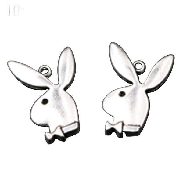 10 x Playboy Bunny Rabbit Zinc Alloy Bead Charm DIY Jewellery Making