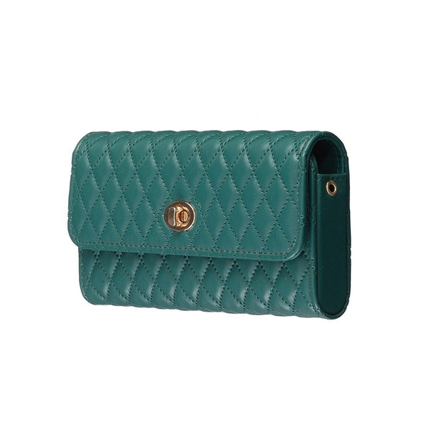 Faux PU Leather Quilted Crossbody Shoulder Clutch Bag Mobile Green