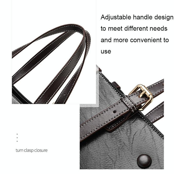 Faux PU Leather Tote Shoulder Bag Handbag Adjustable Handles Red