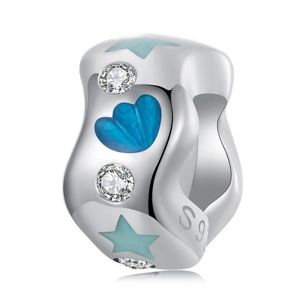 Wave Shell Star Enamel Sterling Silver CZ Spacer Bead Charm Bracelet Necklace