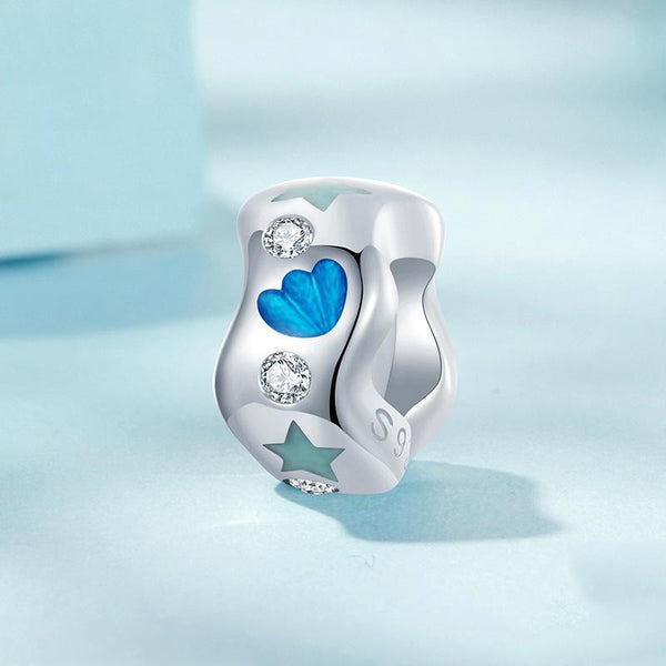 Wave Shell Star Enamel Sterling Silver CZ Spacer Bead Charm Bracelet Necklace