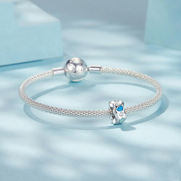 Wave Shell Star Enamel Sterling Silver CZ Spacer Bead Charm Bracelet Necklace