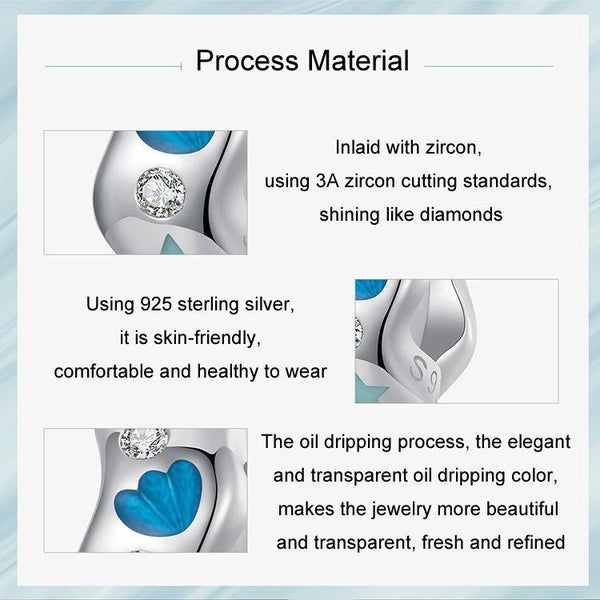 Wave Shell Star Enamel Sterling Silver CZ Spacer Bead Charm Bracelet Necklace