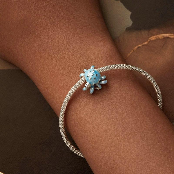 Octopus Enamel Sterling Silver CZ Bead Charm Bracelet Necklace Pendant