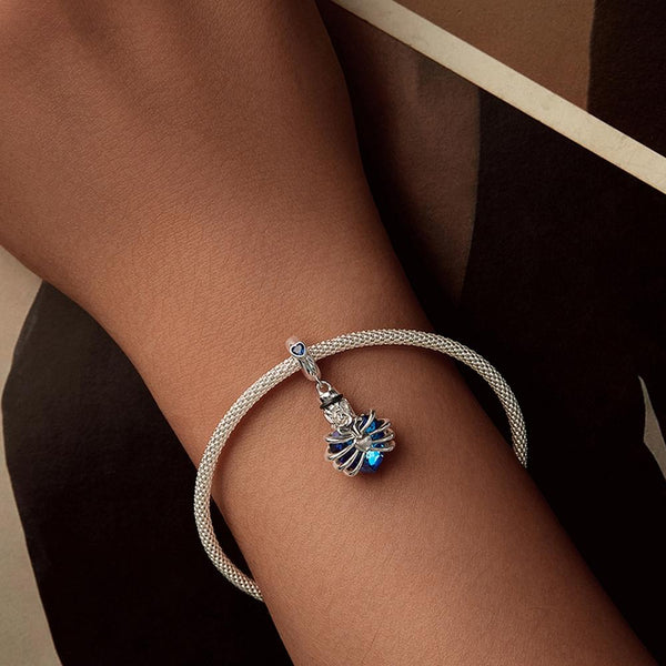 Memorial Heart Urn Ashes Sterling Silver Zircon CZ Bead Charm Bracelet Necklace