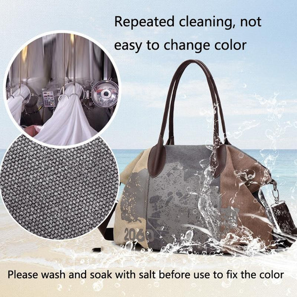 Graffiti Pattern Canvas Shoulder Crossbody Bag Large Capacity Blue