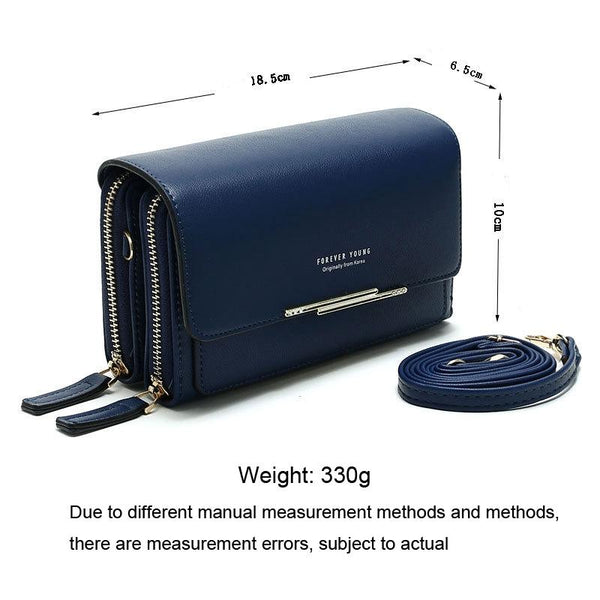 Faux PU Leather Crossbody Clutch Bag Handbag Multi Pocket Claret
