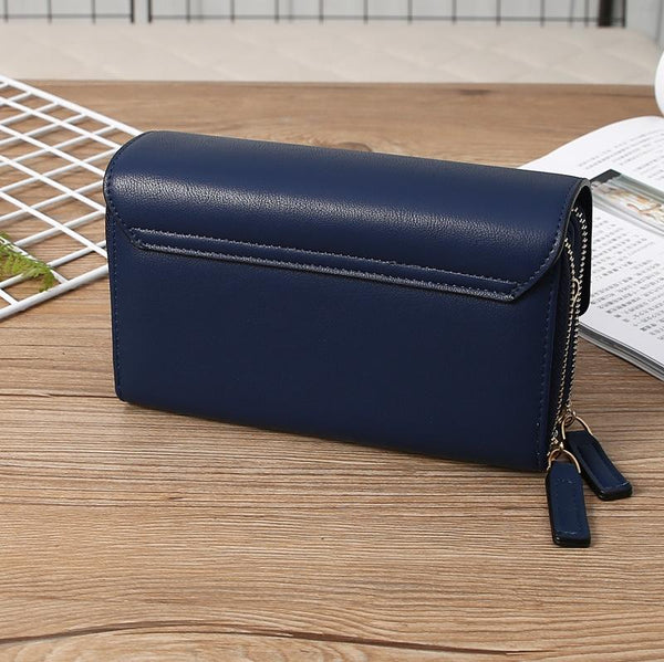 Faux PU Leather Crossbody Clutch Bag Handbag Multi Pocket Claret