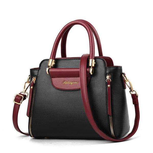Faux PU Leather Crossbody Shoulder Bag Handbag Gold Hardware Black