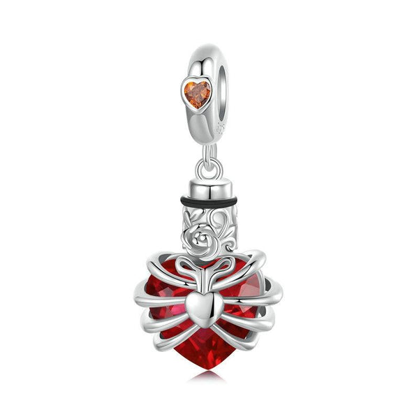 Memorial Heart Urn Ashes Sterling Silver Zircon CZ Bead Charm Bracelet Necklace