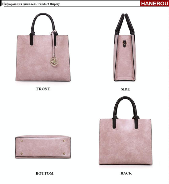 3 Pce Faux PU Leather Tote Crossbody Shoulder Clutch Bag Pouch Pink