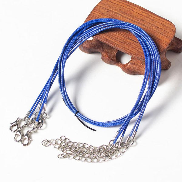 100 x Wax Rope Polyester Lanyard Jewellery Pendant Necklace 45cm Blue