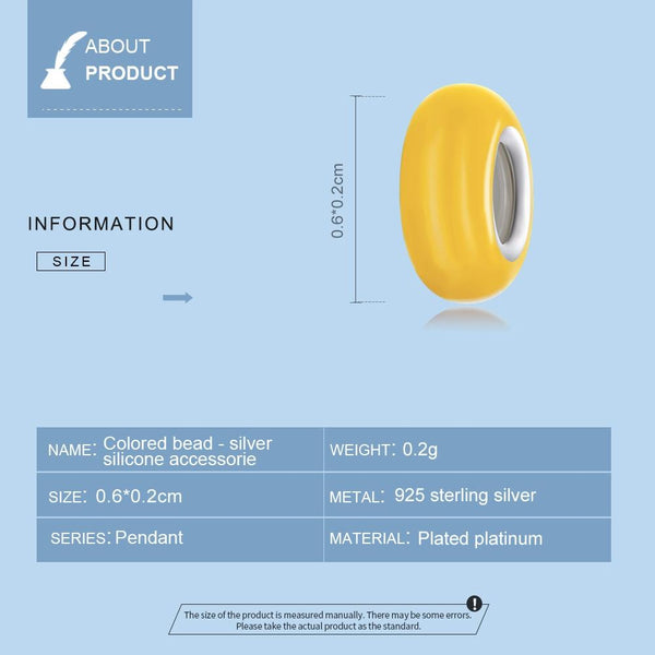 Yellow Enamel Platinum Plated Sterling Silver Spacer Bead Bracelet Necklace