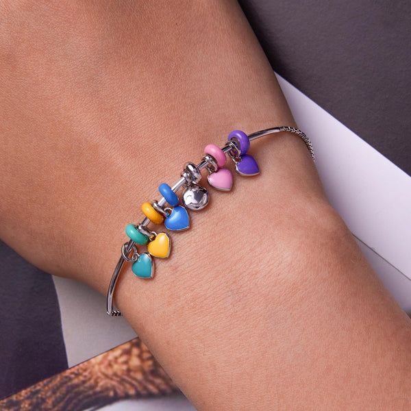 Yellow Enamel Platinum Plated Sterling Silver Spacer Bead Bracelet Necklace