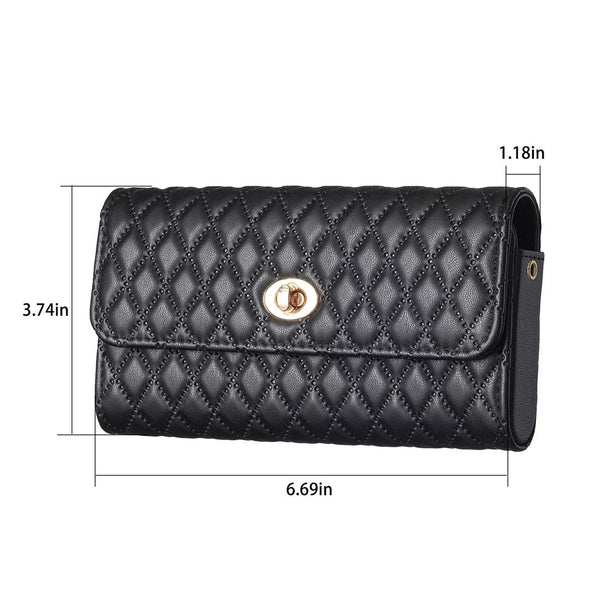 Faux PU Leather Quilted Crossbody Shoulder Clutch Bag Mobile White