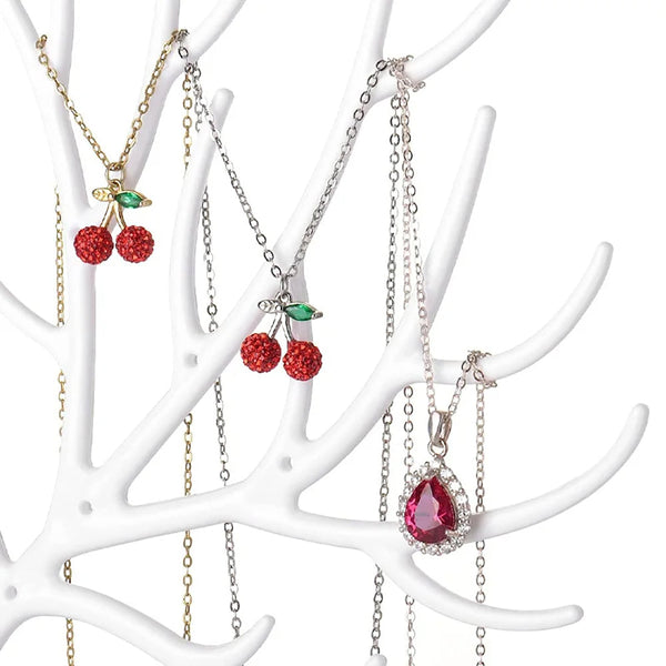 Deer Antler Tree Jewellery Display Stand Ring Earring Necklace Bracelet Grey Drawer