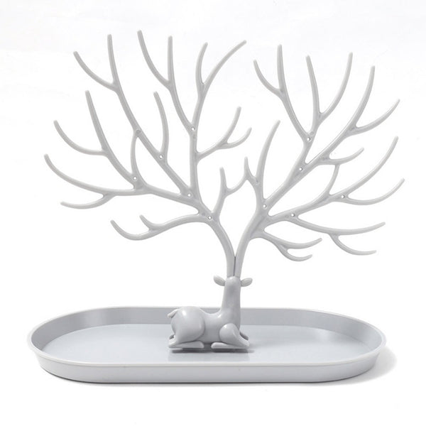 Deer Antler Tree Jewellery Display Stand Ring Earring Necklace Bracelet Grey