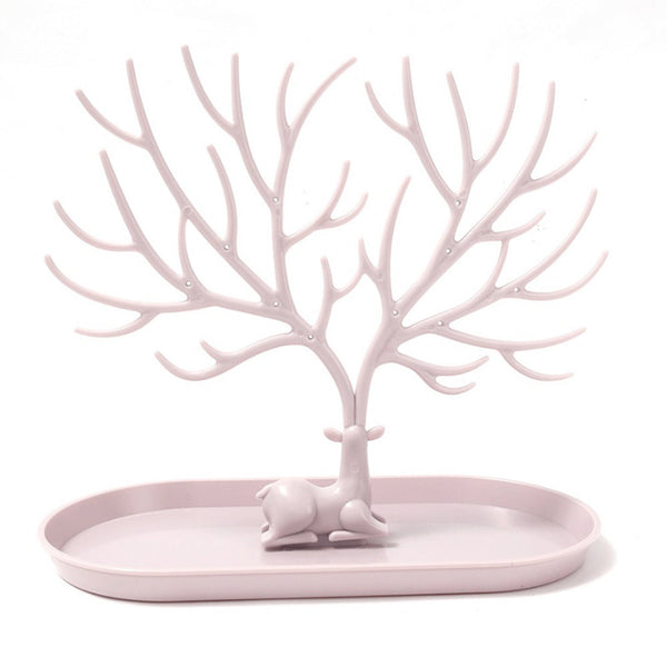 Deer Antler Tree Jewellery Display Stand Ring Earring Necklace Bracelet Pink