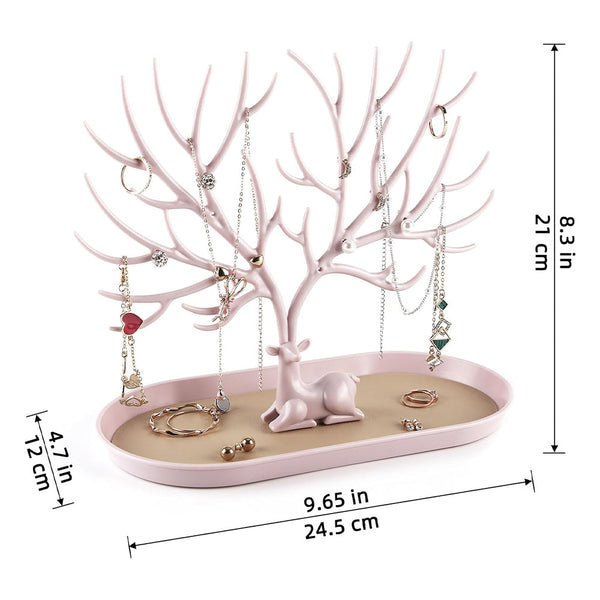 Deer Antler Tree Jewellery Display Stand Ring Earring Necklace Bracelet Pink