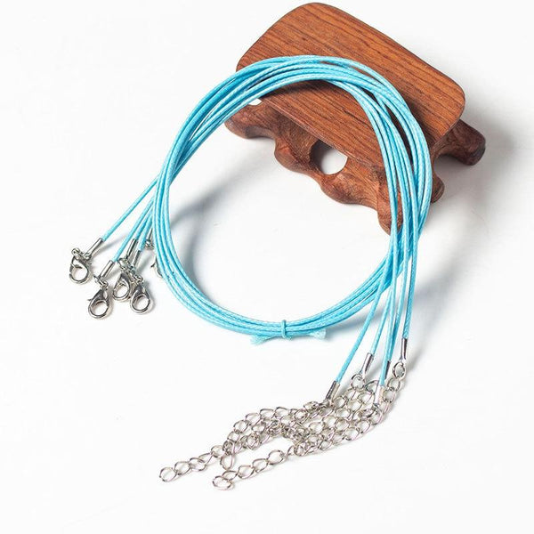 100 x Wax Rope Polyester Lanyard Jewellery Pendant Necklace 45cm Light Blue