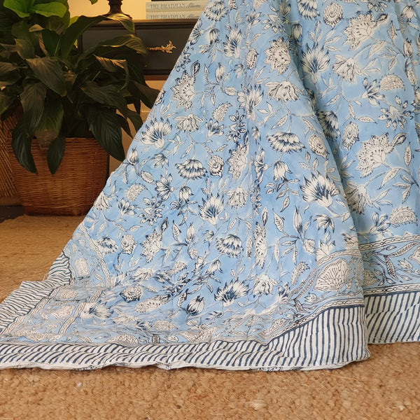 Wild Flower Ocean Reversible Bedspread Comforter Coverlet Blue King 228 x 274cm