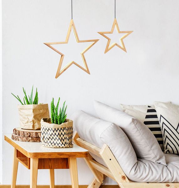 Bamboo Star LED Ceiling Pendant Hanging Lamp Light Large 51cm