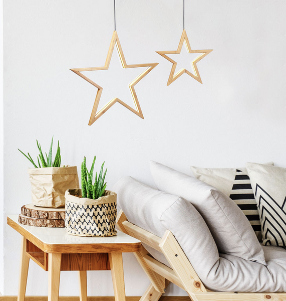 2x Bamboo Star LED Ceiling Pendant Hanging Lamp Light Large 51cm