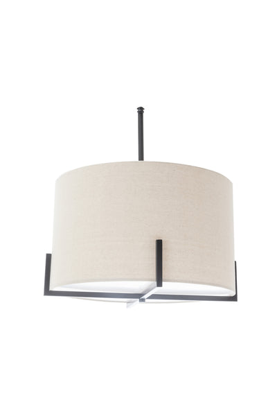 Modern Scandi Metal Hanging Ceiling Pendant Lamp Light Linen Shade Matte Black
