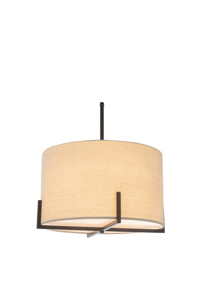 Modern Scandi Metal Hanging Ceiling Pendant Lamp Light Linen Shade Matte Black