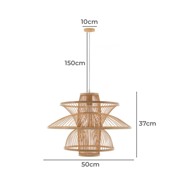 Aurora Natural Hand Woven Bamboo 3 Layer Pendant Ceiling Lamp Light