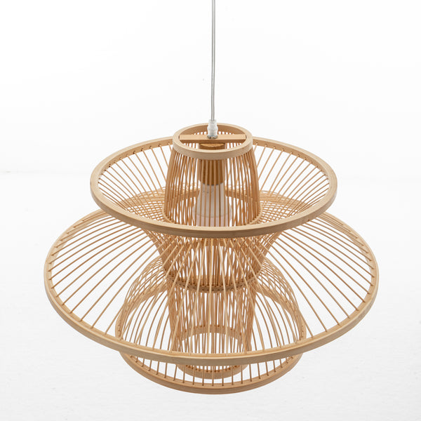 Aurora Natural Hand Woven Bamboo 3 Layer Pendant Ceiling Lamp Light