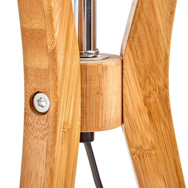 Bamboo Tripod Table Desk End Side Lamp Light Modern White Linen Shade