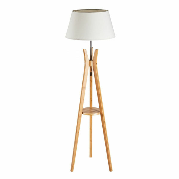 Large Tripod Floor Lamp Light Linen Shade Modern Bamboo Vintage Wooden Retro