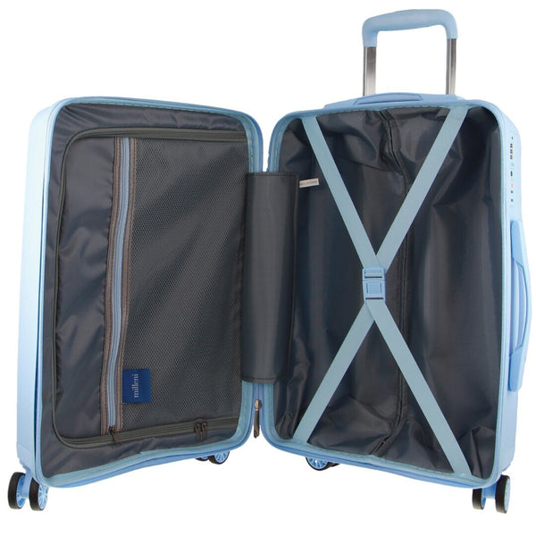 Milleni Hard Shell Spinner Wheel Luggage Bag Travel Suitcase 54cm 39L Blue