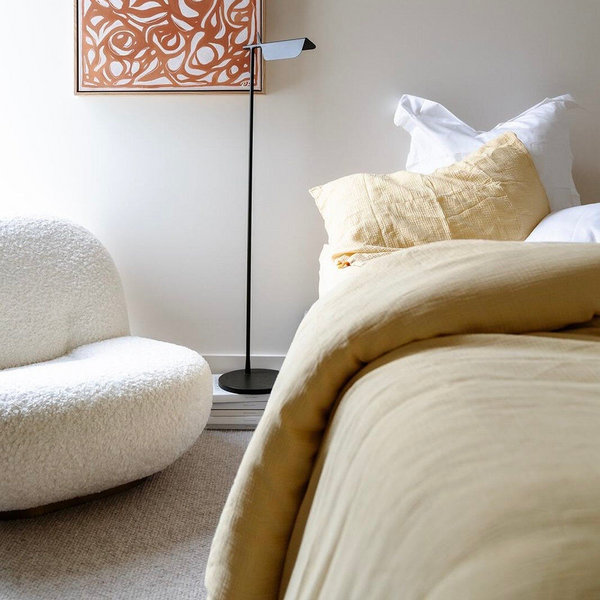 Soleil Cotton Muslin Duvet Quilt Doona Duvet Cover Set Yellow Double