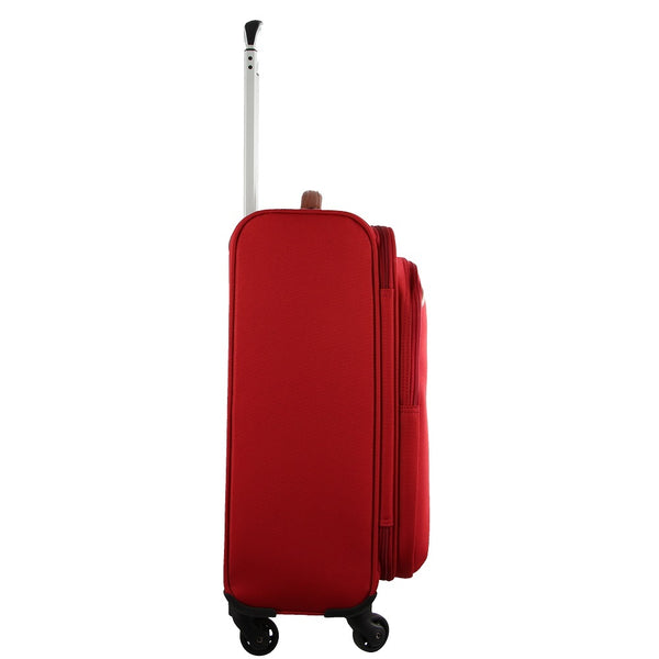 Pierre Cardin Carry On Soft Shell Spinner Suitcase Luggage Bag 48cm 40L Red