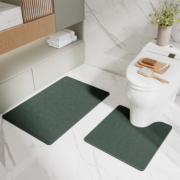 2 Pce Microfibre Bathroom Toilet Bath Floor Mat Set Non Slip Green