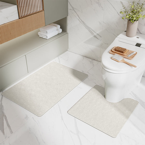 2 Pce Microfibre Bathroom Toilet Bath Floor Mat Set Non Slip Beige