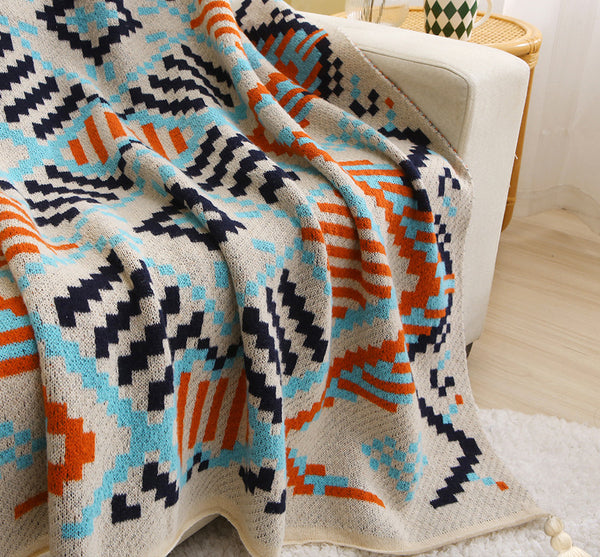 Bohemian Geometric Woven Throw Blanket Rug Sofa Cover Tassels 70 x 100cm