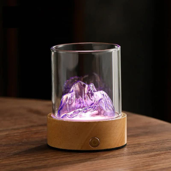 Glass Mountain Bedside Side Table Light Lamp USB Rechargeable Purple