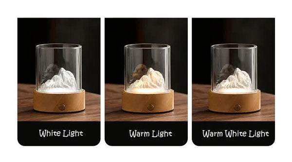 Glass Mountain Bedside Side Table Light Lamp USB Rechargeable Purple