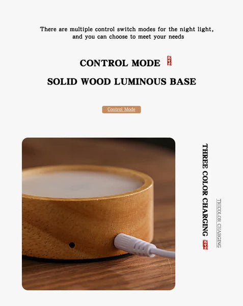 Glass Mountain Bedside Side Table Light Lamp USB Rechargeable Purple