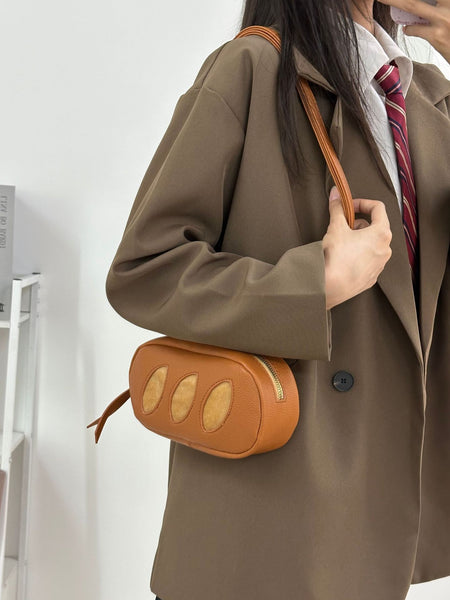French Baguette Crossbody Shoulder Bag Handbag Brown