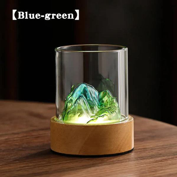 Glass Mountain Bedside Side Table Light Lamp USB Rechargeable Blue Green