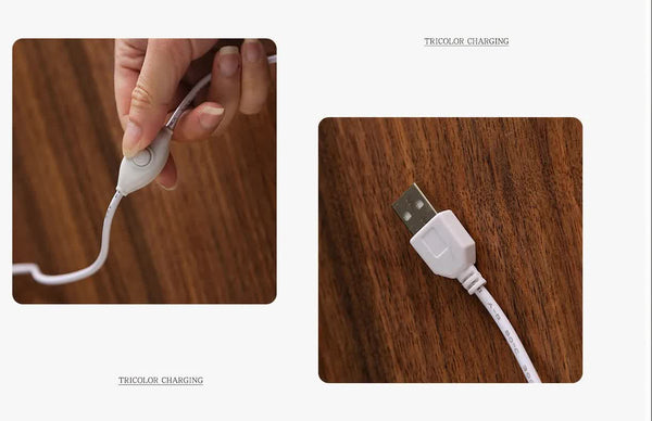 Glass Mountain Bedside Side Table Light Lamp USB Rechargeable Blue Green