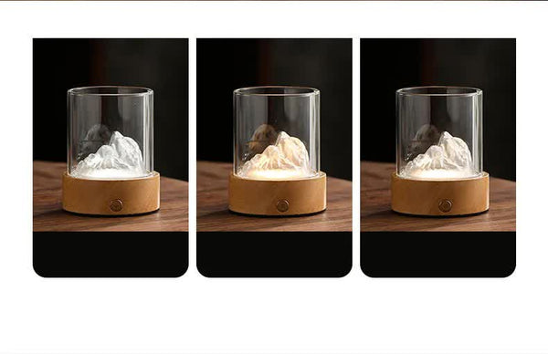 Glass Mountain Bedside Side Table Light Lamp USB Rechargeable Blue Green