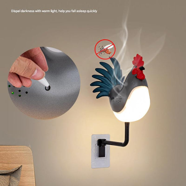Cockerel Rooster Chicken USB Rechargeable Wall Lamp Light Sound Diffuser Silver