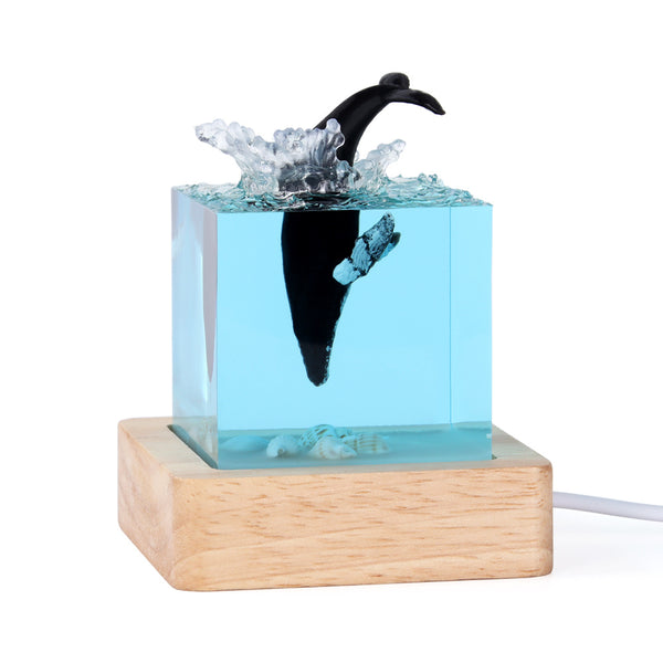 Ocean Marine Life Epoxy Resin USB Side Coffee Nursery Lamp Light Humpback Whale