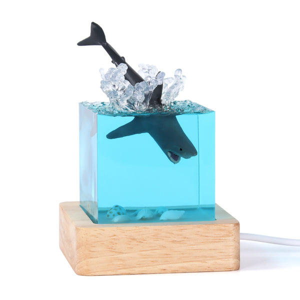 Ocean Marine Life Epoxy Resin USB Side Coffee Nursery Lamp Light Shark