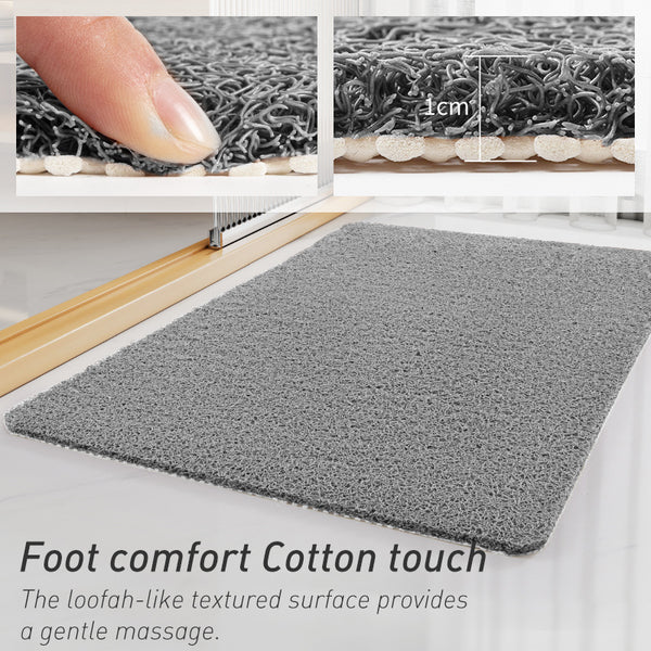 Non Slip Loofah Style Bath Bathroom Mat Quick Dry Soft Black 40x80cm